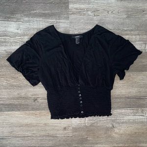 Black Cropped V-neck